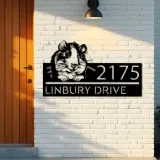 Custom Metal Peeking Guinea Pig Wild animal wildlife Metal Address Sign, House number, Outdoor Number Signage, Yard Sign Address Plate