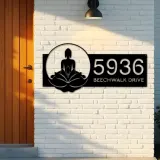 Custom Metal Zen Lotus Buddha Metal Address Sign, House number, Outdoor Number Signage, Yard Sign Address Plate