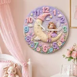Magical Fairy on Moon Kids Room Wall Clock