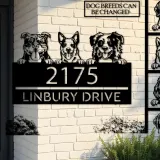 Custom Metal peeking dogs puppy Metal Address Sign House number Hanging Address Plaque Yard Sign Outdoor decor