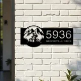 Custom Metal Mountain biker Bicycle rider MTB Metal Address Sign, House number, Outdoor Number Signage, Yard Sign Address Plate