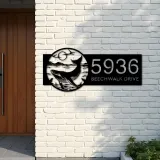 Custom Metal Blue whale Metal Address Sign Custom Hanging Address Plaque House number Yard Sign Outdoor Sign
