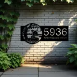 Custom Metal Old Pickup Truck with Farm Metal Address Sign, House number, Outdoor Number Signage, Yard Sign Address Plate