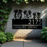Custom Metal Australian shepherd dogs puppy Metal Address Sign House number Hanging Address Plaque Yard Sign Outdoor decor