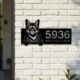 Custom Metal Domestic Cute peeking cat kitten Metal Address Sign, House number, Outdoor Number Signage, Yard Sign Address Plate