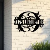 Custom Metal Floral Monogram Split Letter O Metal Address Sign House number Hanging Address Plaque Yard Sign Outdoor decor