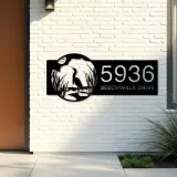 Custom Metal Heron on Lake Metal Address Sign Custom House number Hanging Address Plaque Yard Sign Outdoor