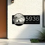 Custom Metal Island sea scene coconut tree Metal Address Sign, House number, Outdoor Number Signage, Yard Sign Address Plate