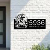 Custom Metal Witch and black cat halloween Metal Address Sign, House number, Outdoor Number Signage, Yard Sign Address Plate