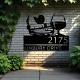 Custom Metal Gentlemen Club bar Metal Address Sign, House number, Outdoor Number Signage, Yard Sign Address Plate