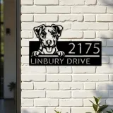 Custom Metal Jack Russell dog Cute puppy Metal Address Sign House number Hanging Address Plaque Yard Sign Outdoor decor