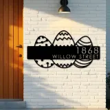 Custom Metal Easter eggs Metal Address Sign, House number, Outdoor Number Signage, Yard Sign Address Plate
