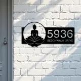 Custom Metal Zen Lotus Buddha Metal Address Sign, House number, Outdoor Number Signage, Yard Sign Address Plate