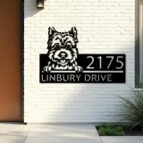 Custom Metal Cairn Terrier dog cute puppy Metal Address Sign House number Hanging Address Plaque Yard Sign Outdoor decor