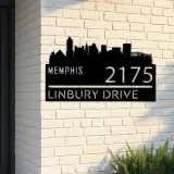 Custom Metal Memphis city skyline Metal Address Sign Hanging Address Plaque house number Yard Outdoor Sign