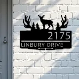 Custom Metal Deer hunting Metal Address Sign, House number, Outdoor Number Signage, Yard Sign Address Plate001