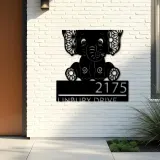 Custom Metal Cute Baby elephant Metal Address Sign, House number, Outdoor Number Signage, Yard Sign Address Plate