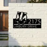 Custom Metal Peeking Badger Wild animal wildlife Metal Address Sign, House number, Outdoor Number Signage, Yard Sign Address Plate