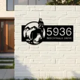 Custom Metal Wolf Mountain scene wild life Metal Address Sign, House number, Outdoor Number Signage, Yard Sign Address Plate