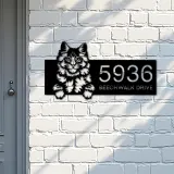 Custom Metal Main coon Cute peeking cat kitten Metal Address Sign, House number, Outdoor Number Signage, Yard Sign Address Plate