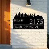 Custom Metal Oakland city skyline Metal Address Sign Hanging Address Plaque house number Yard Outdoor Sign