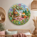 Woodland Animal Tea Party Kids Room Wall Clock