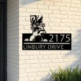 Custom Metal Peeking Rabbit bunny farmhouse Metal Address Sign House number Hanging Address Plaque Yard Sign Outdoor decor