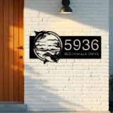 Custom Metal Dolphins sea life animals Metal Address Sign, House number, Outdoor Number Signage, Yard Sign Address Plate