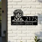 Custom Metal Irish Wolfhound dog Cute puppy Metal Address Sign House number Hanging Address Plaque Yard Sign Outdoor decor