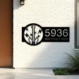 Custom Metal Electric guitar Metal Address Sign Custom House number Hanging Address Plaque Yard Sign Outdoor