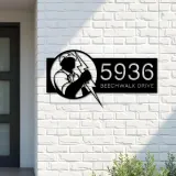 Custom Metal Electrician lineman Metal Address Sign, House number, Outdoor Number Signage, Yard Sign Address Plate
