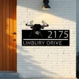 Custom Metal bull and two chickens farm animal Metal Address Sign, House number, Outdoor Number Signage, Yard Sign Address Plate