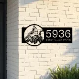 Custom Metal Tufted titmouse bird Metal Address Sign, House number, Outdoor Number Signage, Yard Sign Address Plate