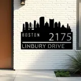 Custom Metal Boston city skyline Metal Address Sign Hanging Address Plaque house number Yard Outdoor Sign