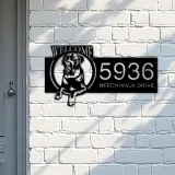 Custom Metal Cane Corso dog cute puppy welcome Metal Address Sign House number Hanging Address Plaque Yard Sign Outdoor decor