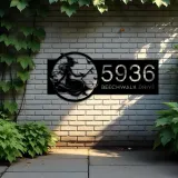 Custom Metal Halloween Cute flying witch Metal Address Sign Custom House number Hanging Address Plaque Yard Outdoor Sign
