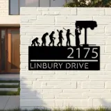Custom Metal Mechanic evolution handyman Metal Address Sign, House number, Outdoor Number Signage, Yard Sign Address Plate