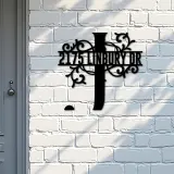 Custom Metal Floral Monogram Split Letter J Metal Address Sign House number Hanging Address Plaque Yard Sign Outdoor decor