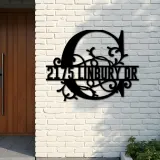 Custom Metal Floral Monogram Split Letter C Metal Address Sign House number Hanging Address Plaque Yard Sign Outdoor decor