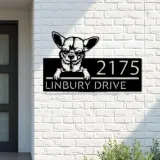 Custom Metal Chihuahua dog Puppy Metal Address Sign House number Hanging Address Plaque Yard Sign Outdoor decor