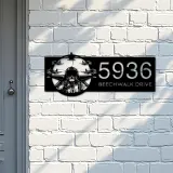 Custom Metal Jet pilot airplane fighter Metal Address Sign House number Hanging Address Plaque Yard Sign Outdoor