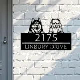 Custom Metal Husky and samoyed dog Puppy Metal Address Sign House number Hanging Address Plaque Yard Sign Outdoor decor