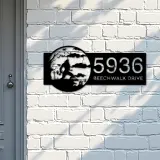 Custom Metal Werewolf Full Moon Halloween Metal Address Sign, House number, Outdoor Number Signage, Yard Sign Address Plate