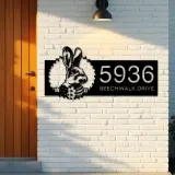 Custom Metal Rabbit bunny farmhouse Metal Address Sign House number Hanging Address Plaque Yard Sign Outdoor decor