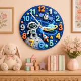 Space Robot Astronaut Kids Room Wall Clock