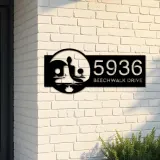 Custom Metal Yin Yang Yoga Namaste Metal Address Sign, House number, Outdoor Number Signage, Yard Sign Address Plate