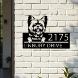 Custom Metal Yorkshire Terrier dog Puppy Metal Address Sign House number Hanging Address Plaque Yard Sign Outdoor decor