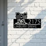 Custom Metal Yorkshire dog US flag glasses Metal Address Sign House number Hanging Address Plaque Yard Sign Outdoor decor