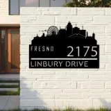 Custom Metal Fresno city skyline Metal Address Sign Hanging Address Plaque house number Yard Outdoor Sign