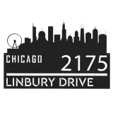Custom Metal Chicago city skyline Metal Address Sign Hanging Address Plaque house number Yard Outdoor Sign